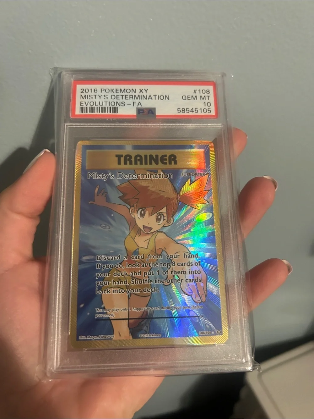 Pokémon graded PSA GEM MT 10 Trainer Card Misty's Determination #108 - Gold